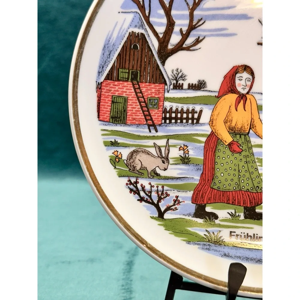 Vintage 1980 Kahla Germany Spring Plate Geldersheim Intl. Hike Frühlings Scene
